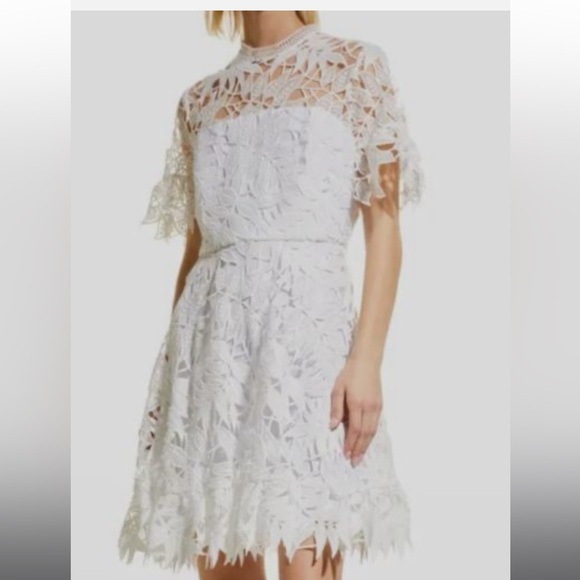 Shoshanna Midnight Sora Optic Leaf Lace Dress - Picture 2 of 9